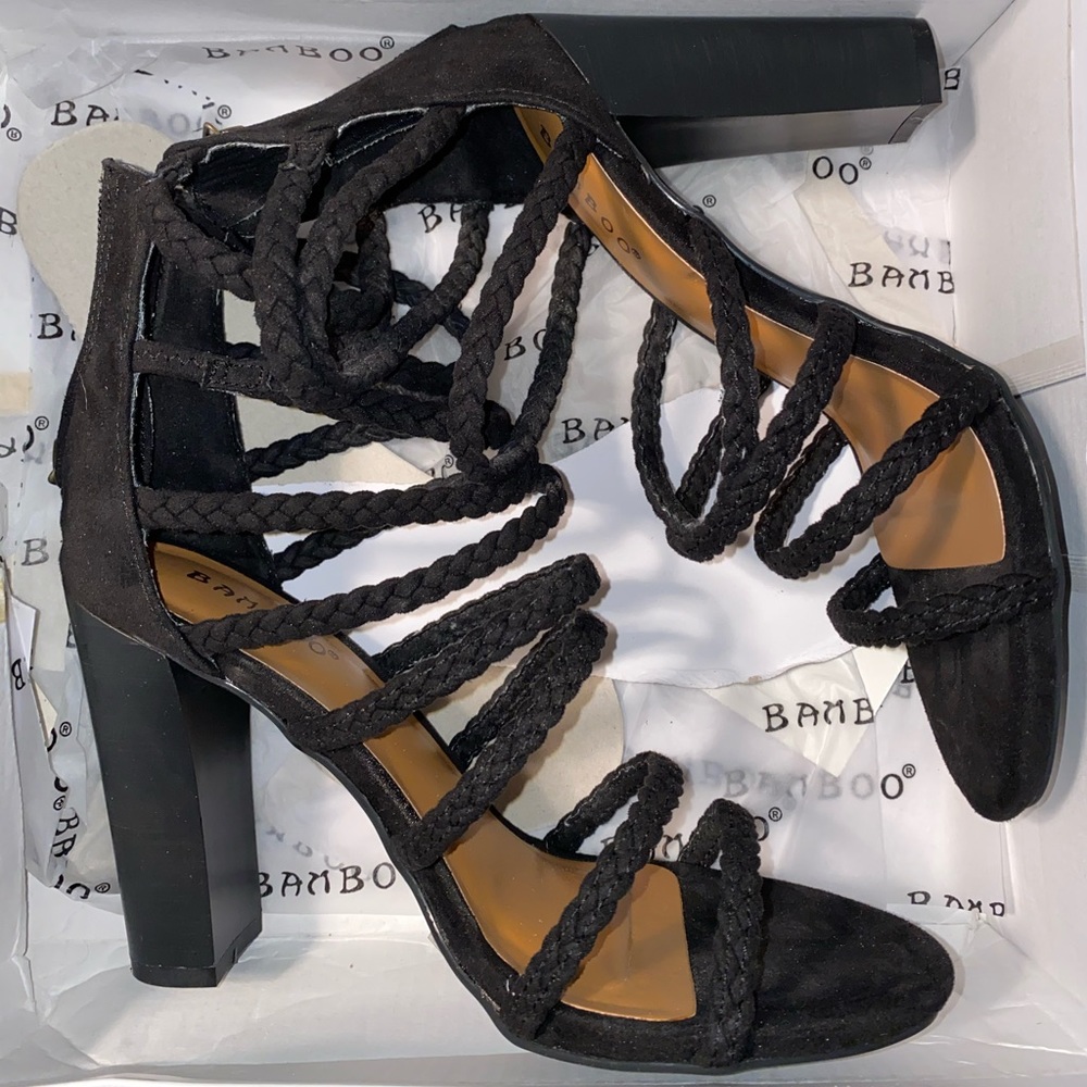 Black strappy heels